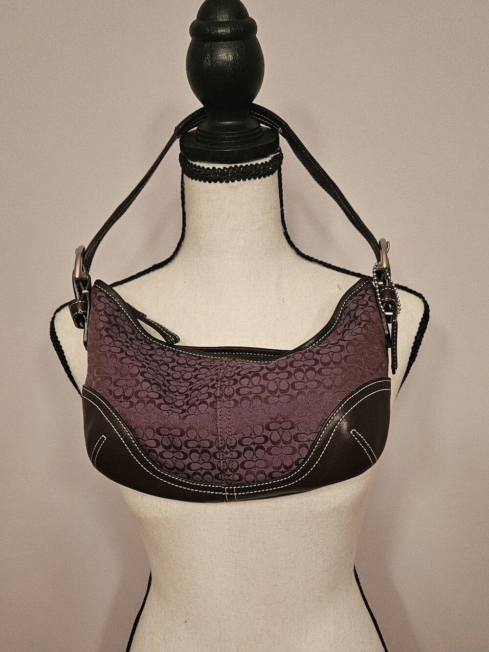 PRISTINE Vintage Y2K Coach Purple Signature C Soho Demi Hobo Bag 6351